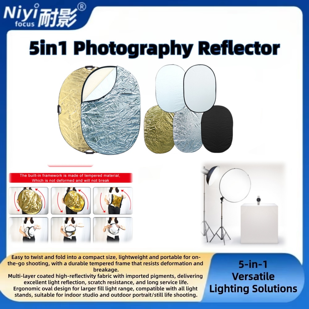 Outdoor Lighting Kit Photography - 5-in-1 Round & Oval Photography Reflector,