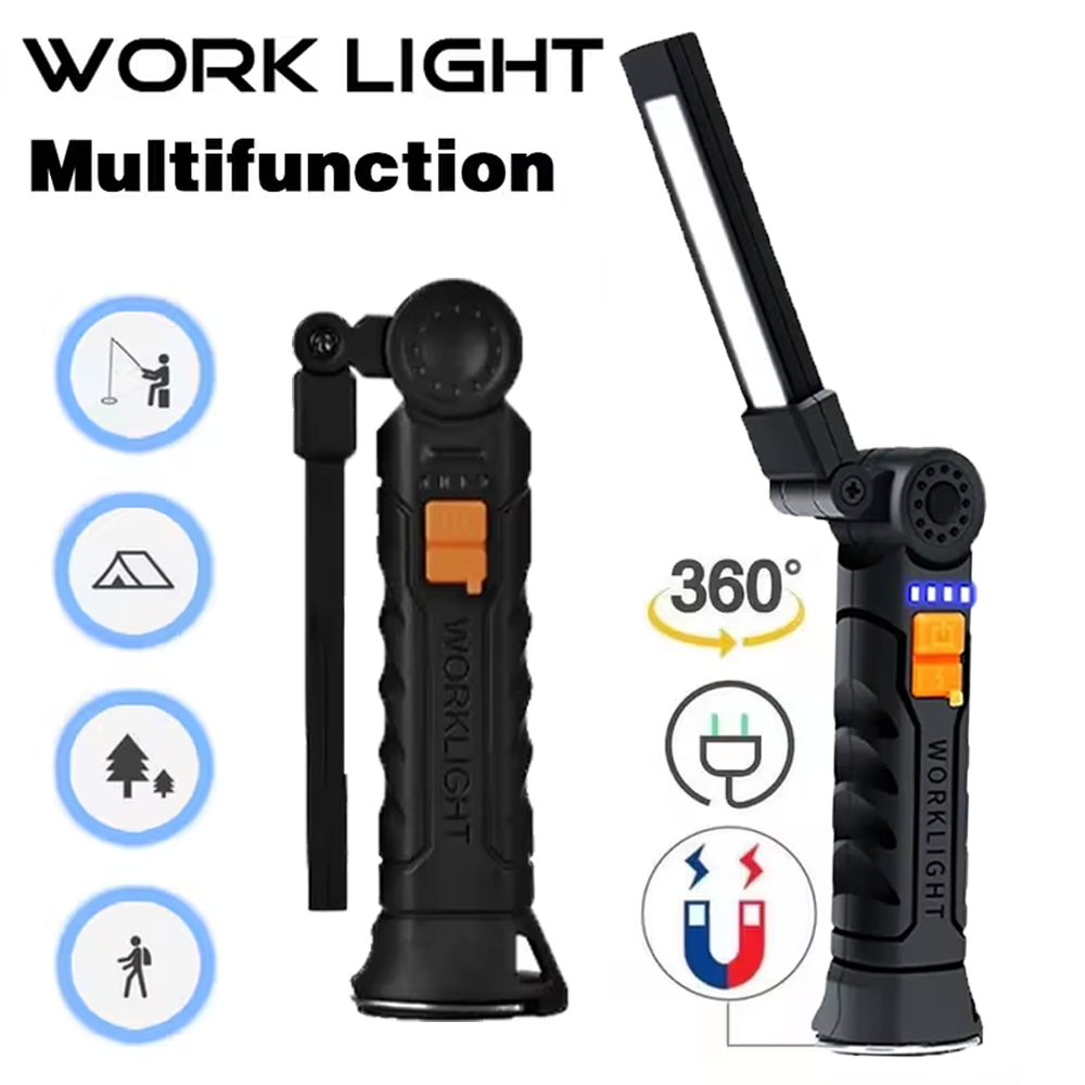 Zinc Outdoor Lighting - Portable COB LED Flashlight USB Rechargeable