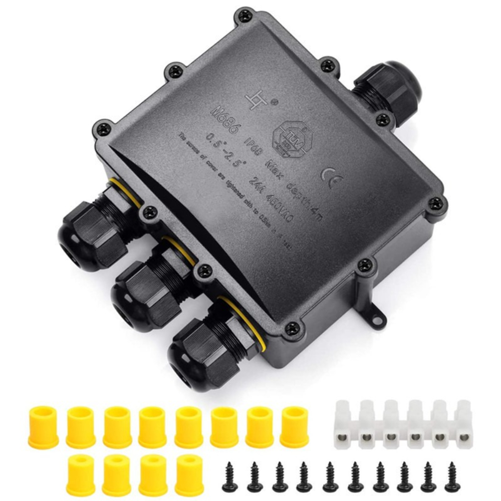 Outdoor Lighting Underground Wiring - 4Way 1In3Out IP68 Waterproof 4-14mm Solar