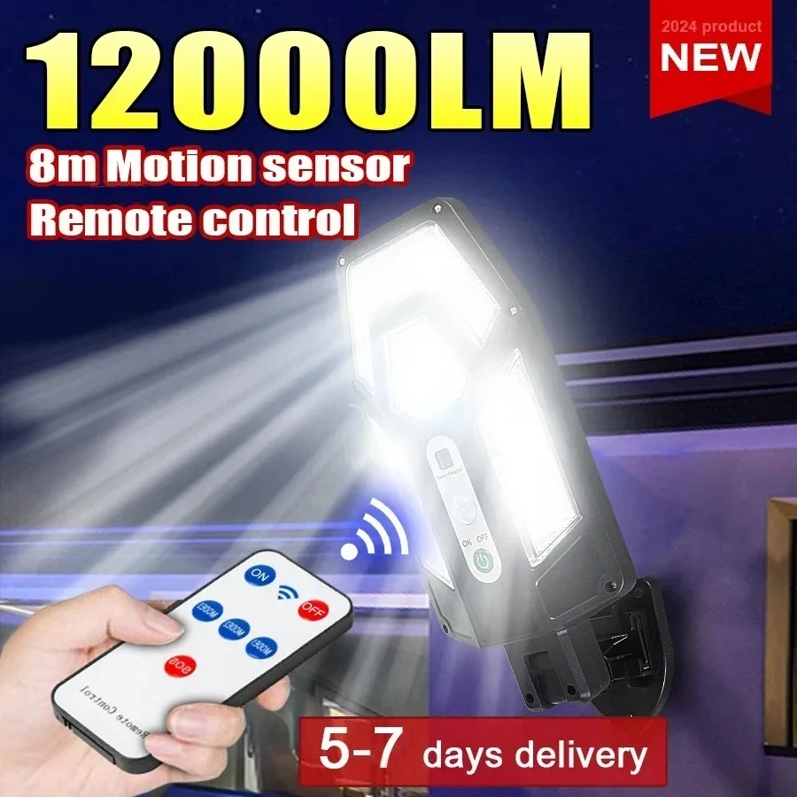 Outdoor Lighting Permanent - 12000LM Powerful Solar Wall Lamp with
