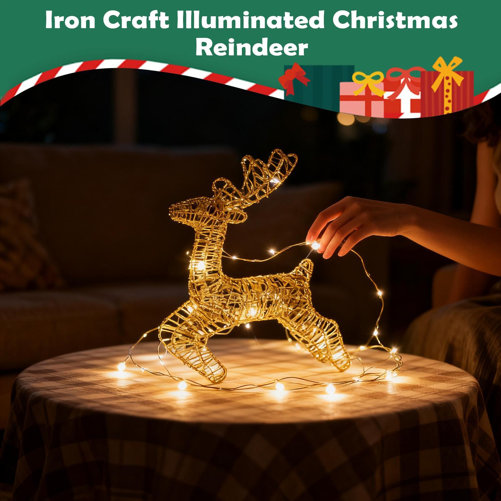 Outdoor Lighting Front Yard - Lighted Christmas Deer Glitter Festive Decoration