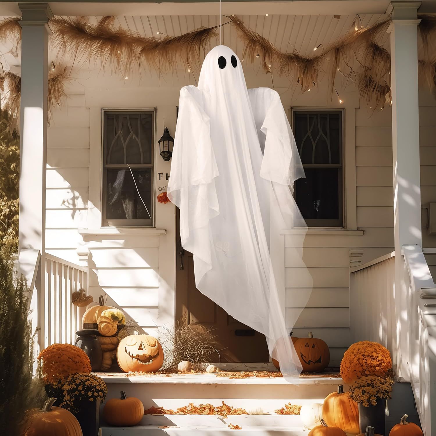 Outdoor Lighting Front Yard - Halloween Hanging Light up Ghost with