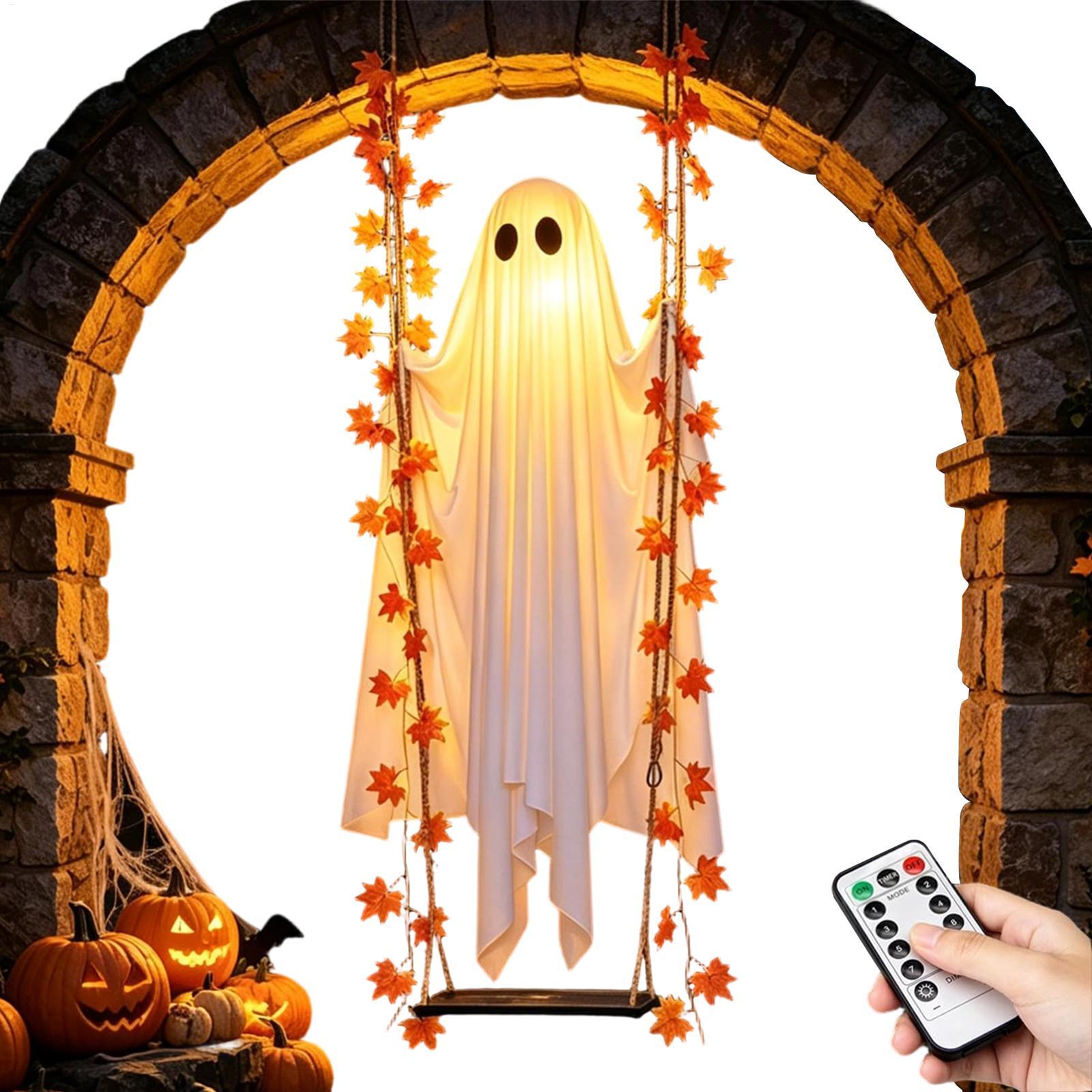 Swinging Ghost Light Up Spooky - Outdoor Lighting Front Yard ulasan dan harga