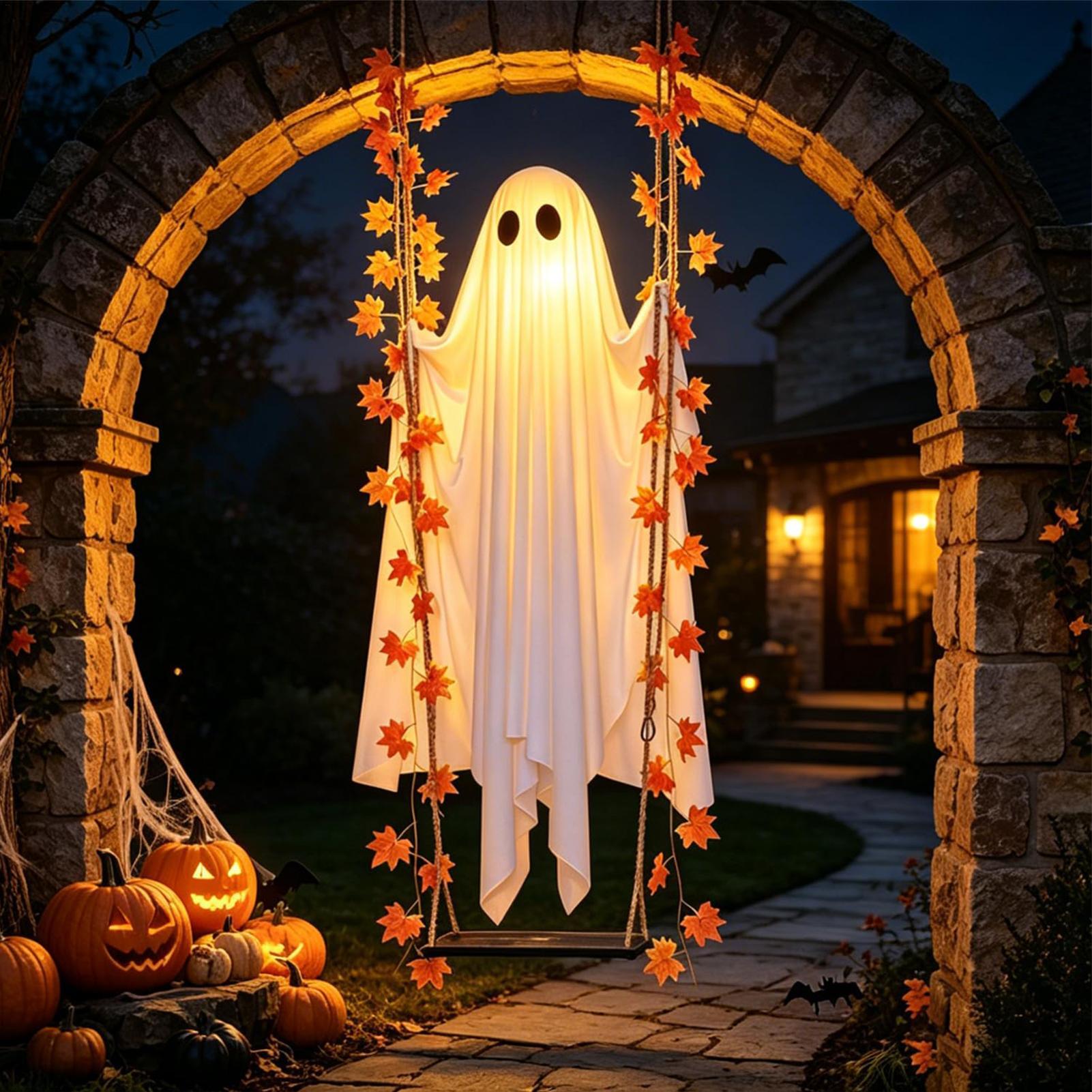 Swinging Ghost Light Up Spooky - Outdoor Lighting Front Yard ulasan dan harga
