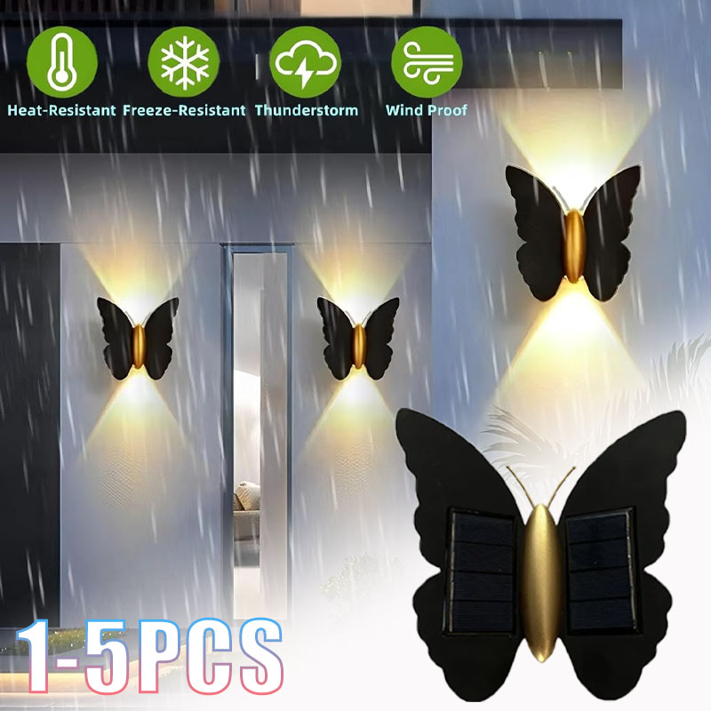 1-5PCS Solar Butterfly Wall Li - Outdoor Lighting Accent ulasan dan harga