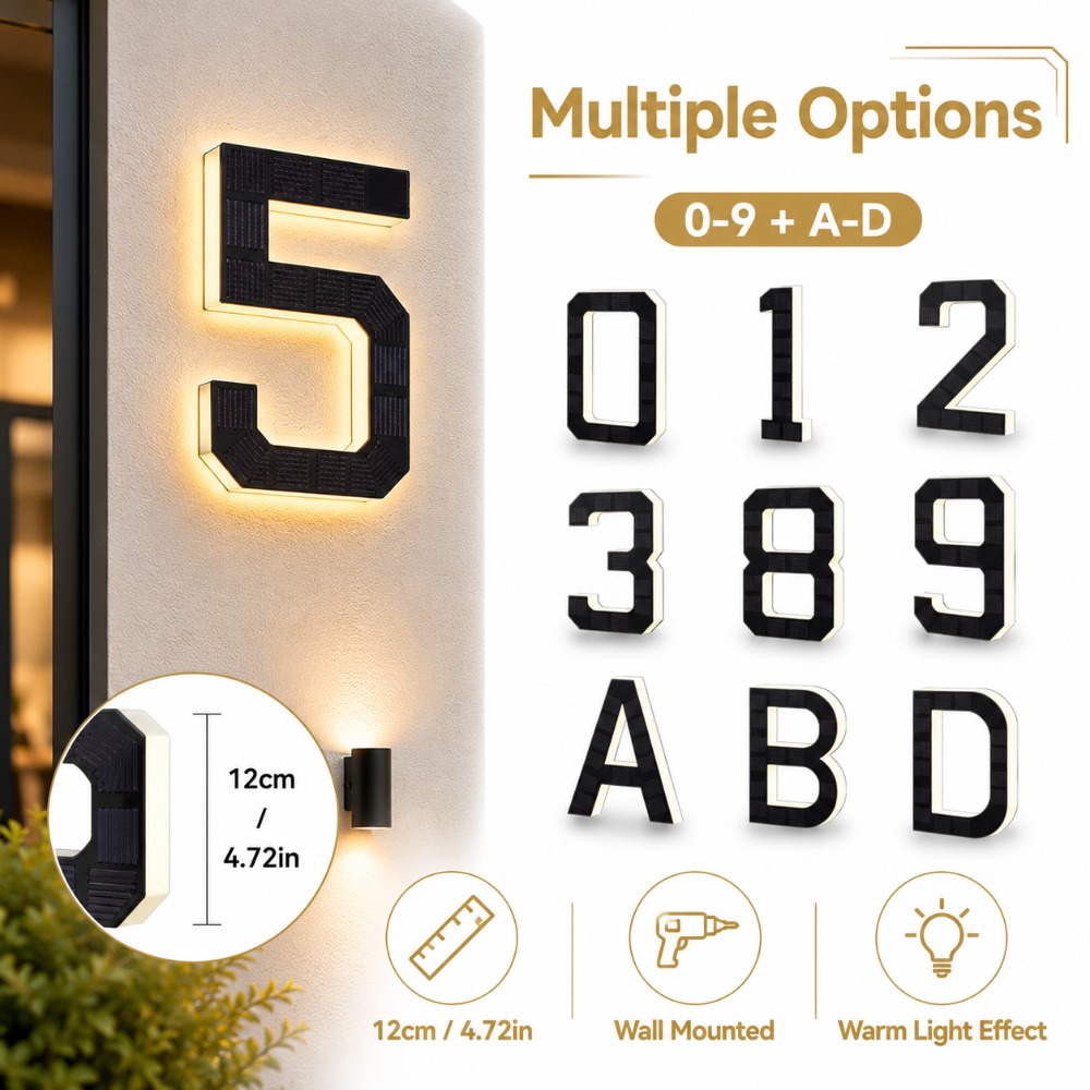 Solar LED House Number Sign Wa - Outdoor Lighting Front Yard ulasan dan harga