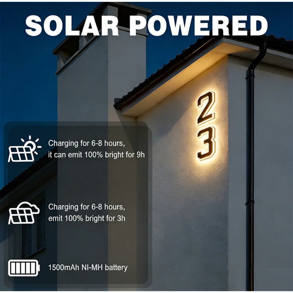 Solar LED House Number Sign Wa - Outdoor Lighting Front Yard ulasan dan harga