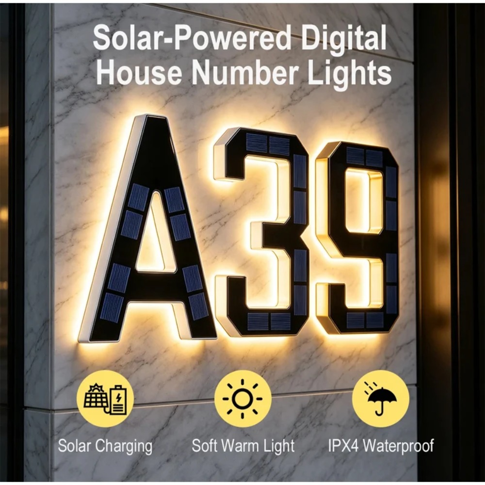 Solar LED House Number Sign Wa - Outdoor Lighting Front Yard ulasan dan harga