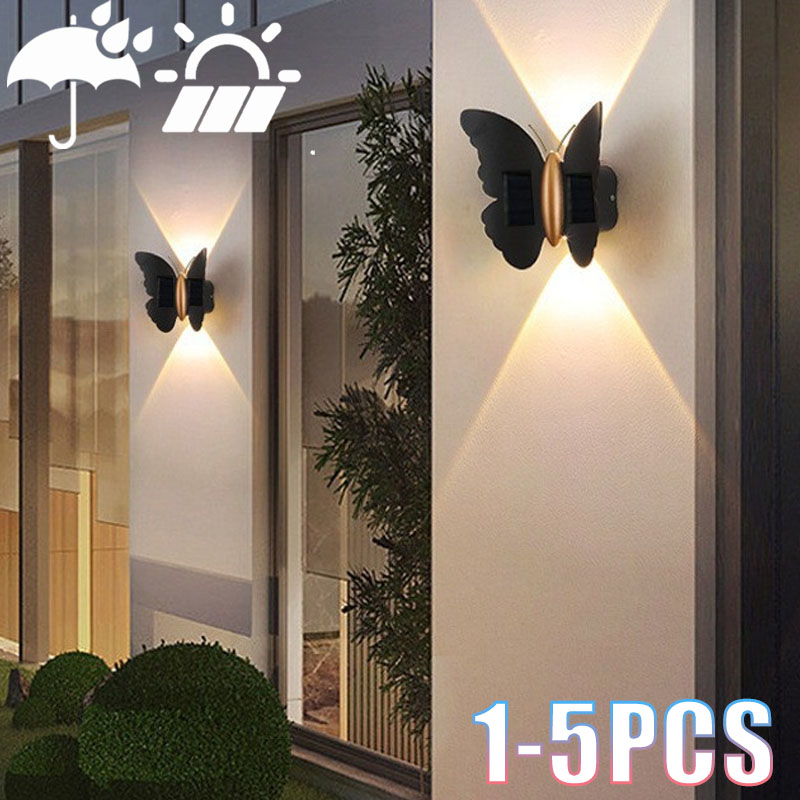 1-5PCS Solar Butterfly Wall Li - Outdoor Lighting Accent ulasan dan harga