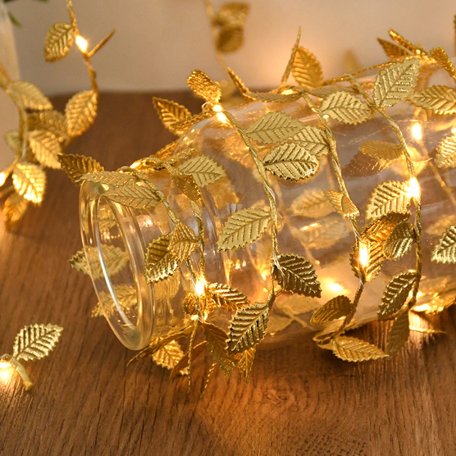 Golden Leaf Rattan Copper Wire - Lighting Wedding Outdoor ulasan dan harga