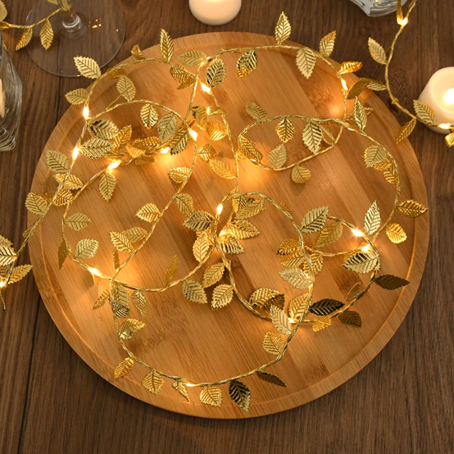 Golden Leaf Rattan Copper Wire - Lighting Wedding Outdoor ulasan dan harga
