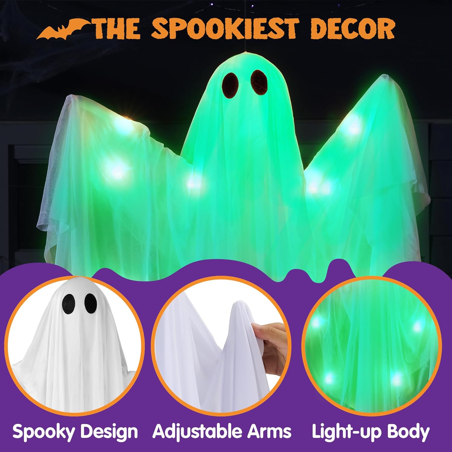 Halloween Hanging Light up Gho - Outdoor Lighting Front Yard ulasan dan harga