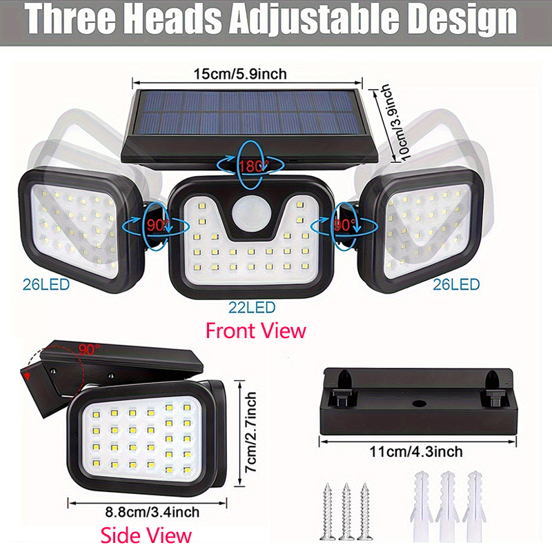 74LED Solar Light 3 Head Motio - Outdoor Lighting Front Yard ulasan dan harga