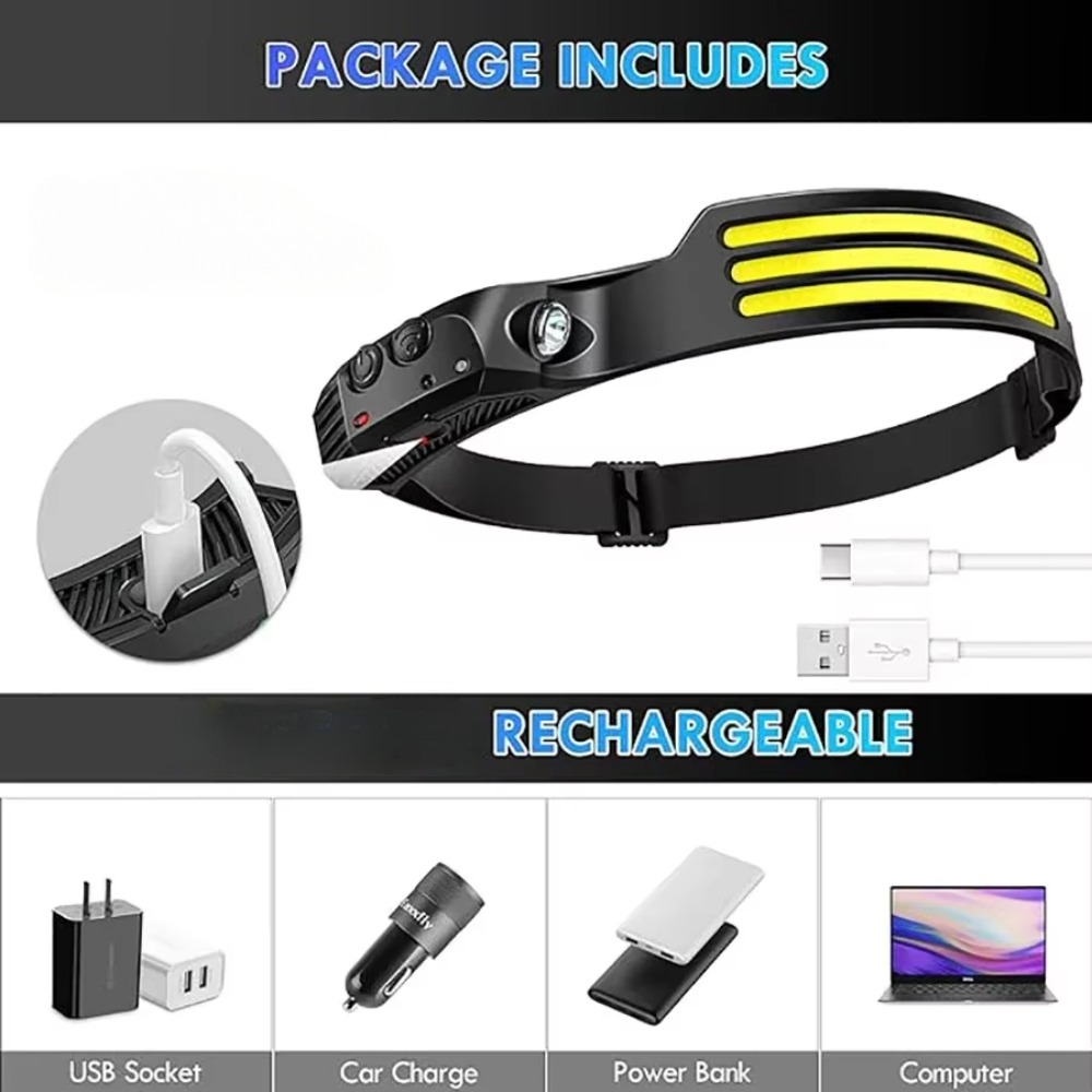 COB LED Induction Headlamp USB - Outdoor Lighting Usa ulasan dan harga