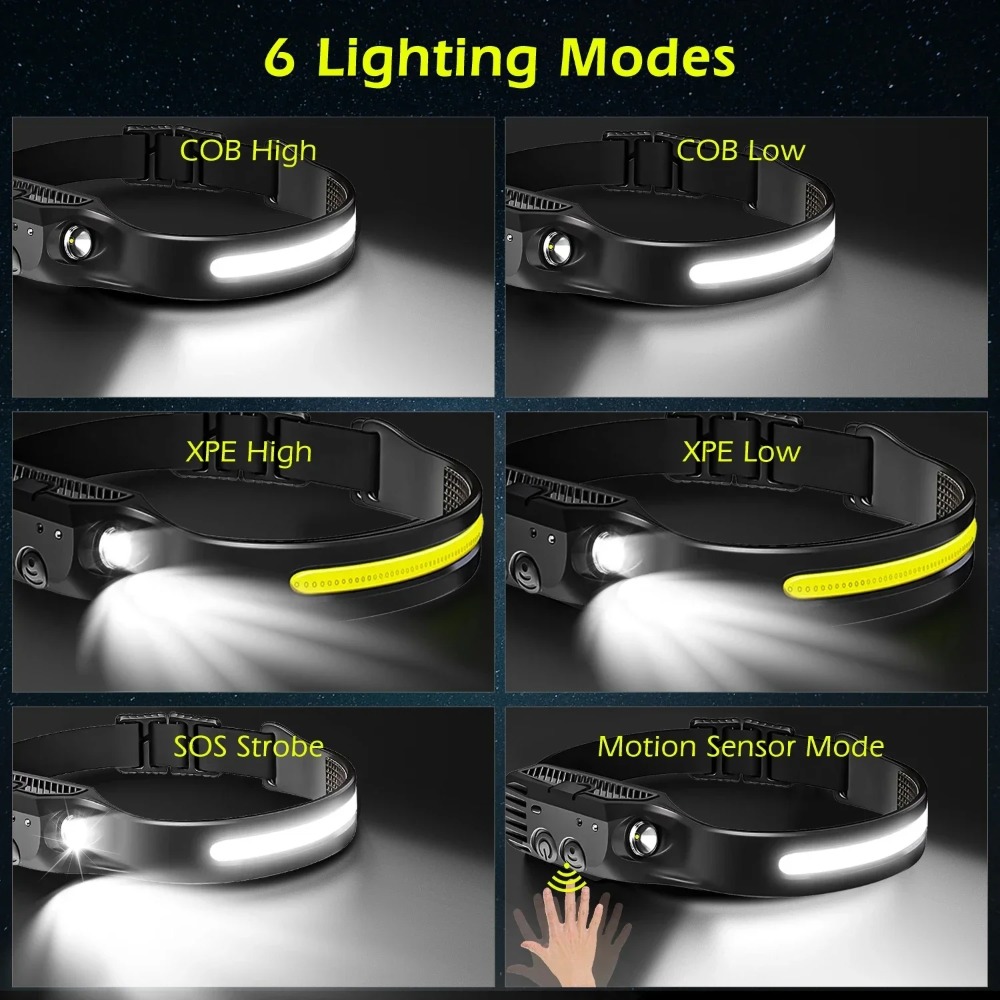 COB LED Induction Headlamp USB - Outdoor Lighting Usa ulasan dan harga