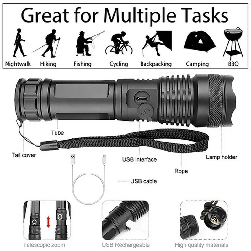 High Power XHP70 Led Flashligh - Outdoor Lighting Permanent ulasan dan harga
